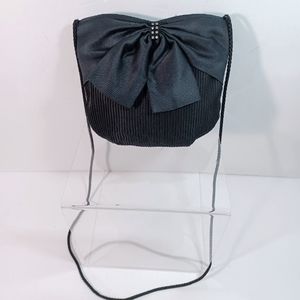 Vintage Magid Clutch Shoulder Black Satin Purse
